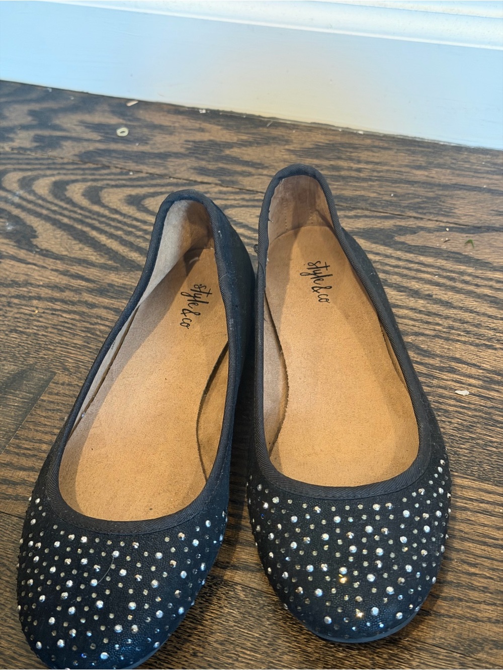 Style & Co. Black Studded Slip-On Flats